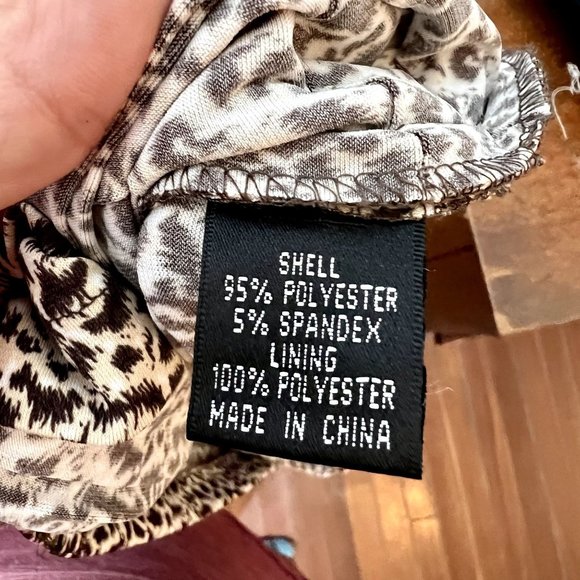 Adrianna Papell Tan Black Print Sleeveless V-Neck Tiered Knee Length Dress Sz 14 - Picture 8 of 9